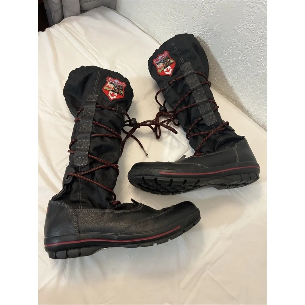 PAJAR Waterproof Grip Tall Winter Lined Lace Up Womens Sz 7 7.5 Black Red EU‎ 38
